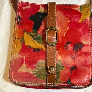 Patricia Nash Red and Brown Crossbody Bag with Vintage Design